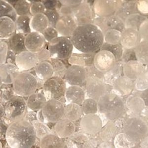 Silica gel - naturallyoccurring mineral that's purified and processed into beaded shape